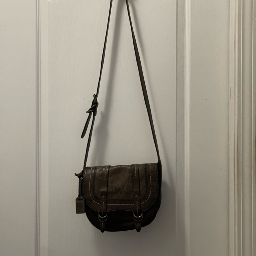 FRYE ANNA SADDLE HANDBAG DB222 CHARCOAL ITALIAN LEATHER $498 - Picture 6 of 16